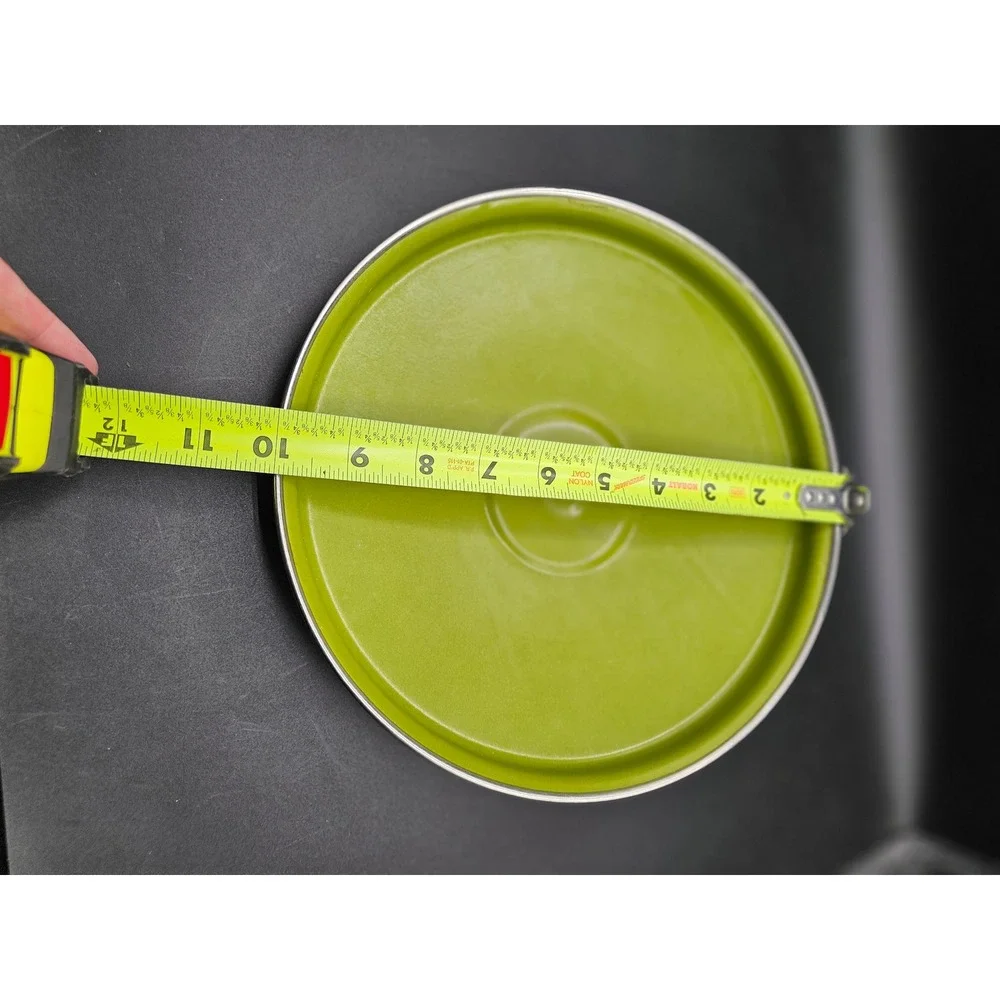Vintage Lime Green Enamel Replacement Lid with Black Knob 8.5 Inch Diameter